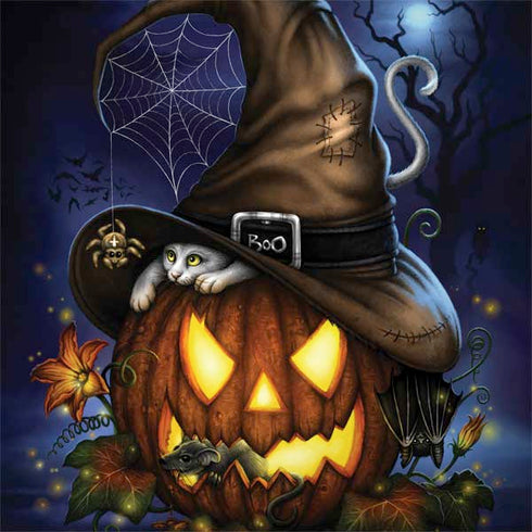 Halloween Cat and Jack O Lantern Pumpkin by Sarah Richter Dell Inspiron Skin